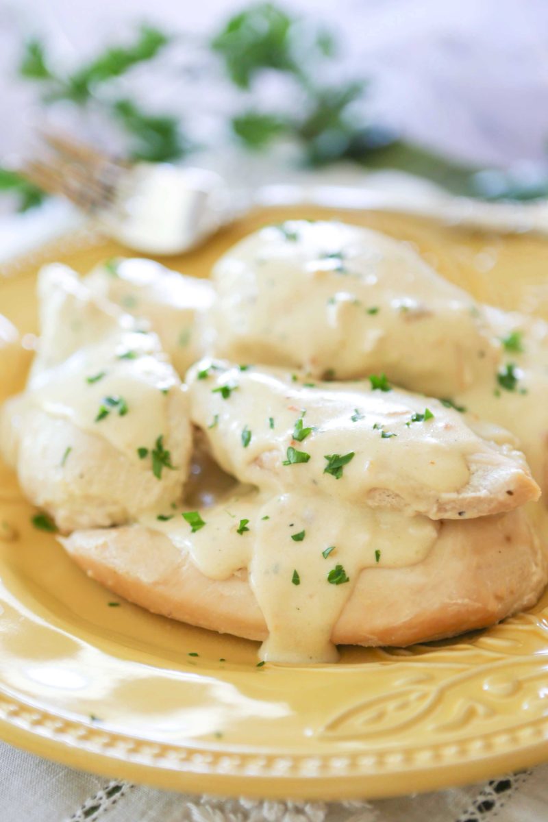 Simple Slow Cooker Cream Cheese Chicken - White Apron Blog