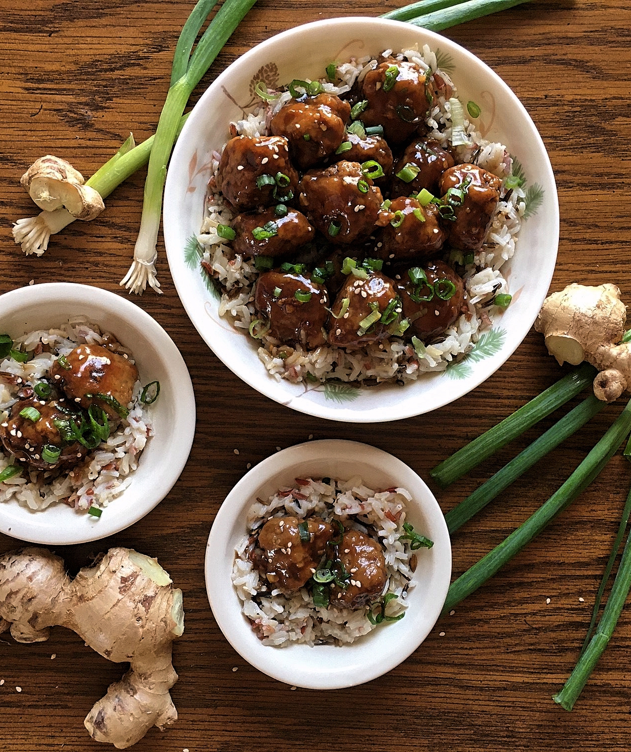 Teriyaki Chicken Meatball Bowls