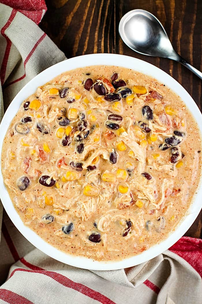 Easy Crock Pot Cream Cheese Chicken Chili - Yummy Healthy Easy