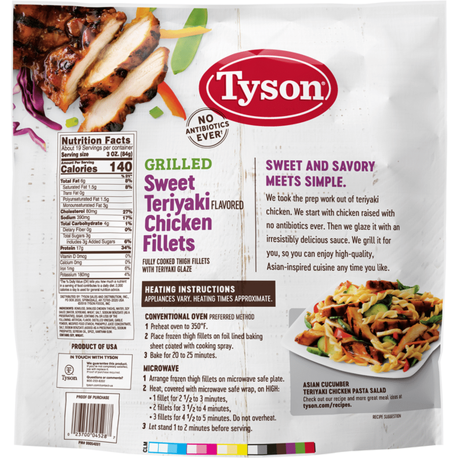 Tyson Grilled Sweet Teriyaki Chicken Fillets Nutrition Facts